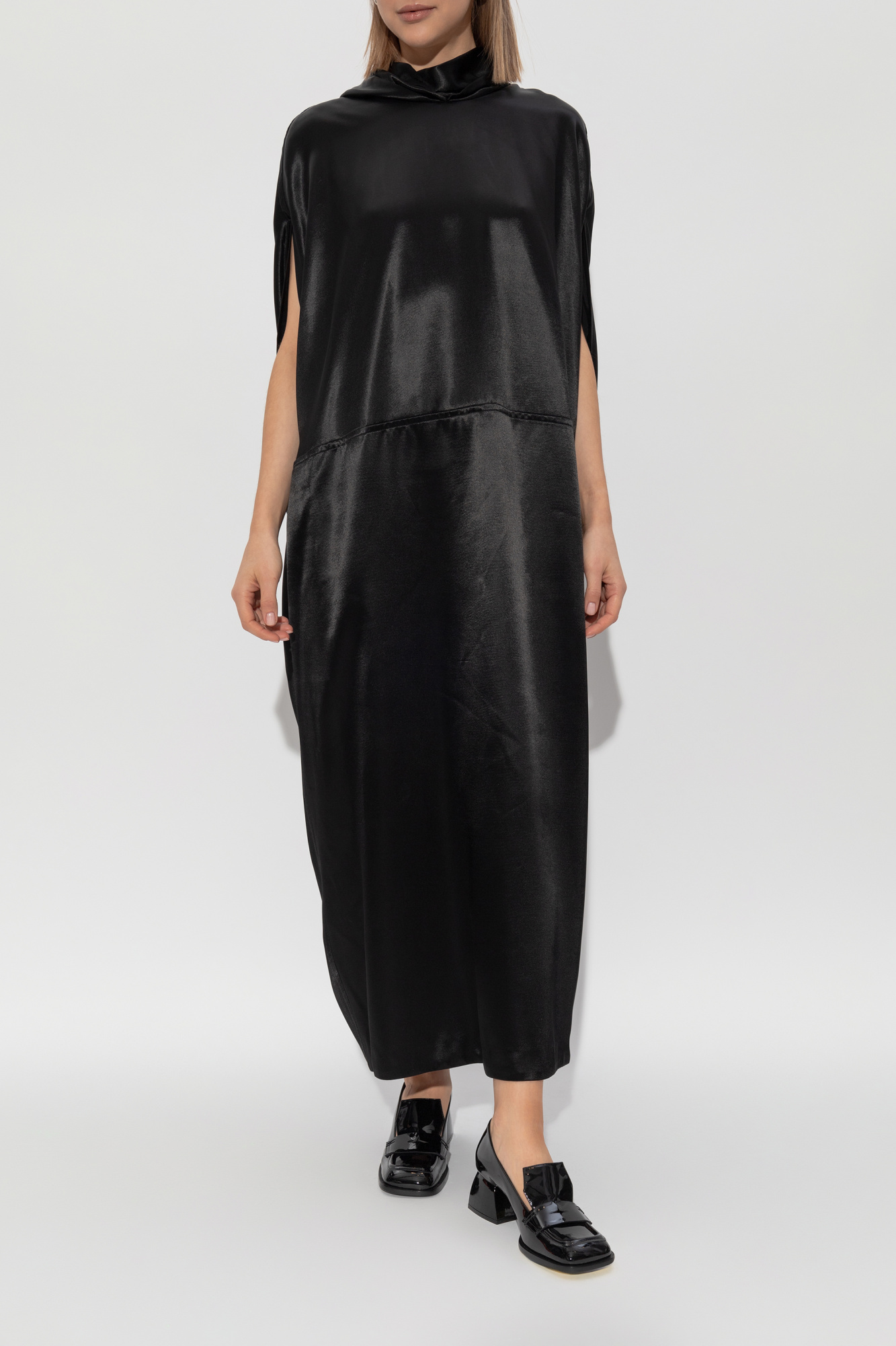 ワンピース Jil Sander SS25 Black satin dress (J02CT0469J76018 001) JIL SANDER - Black satin dress | Leam Roma - Luxury Shopping